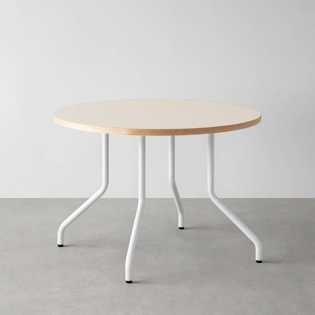 THE CAFE TABLE / リノリウム 全24色　White Steel 4本脚 × ラウンド φ81 - 100