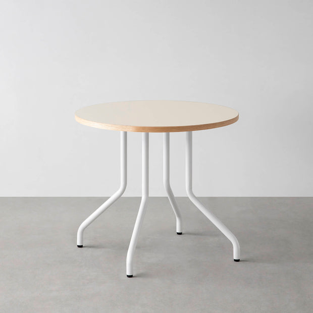 THE CAFE TABLE / リノリウム 全24色　White Steel 4本脚 × ラウンド φ61 - 80