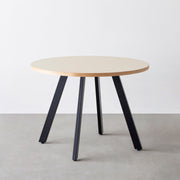 THE CAFE TABLE / リノリウム 全24色　Black Steel 4本脚 × ラウンド φ81 - 100