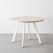 THE CAFE TABLE / リノリウム 全24色　White Steel 4本脚 × ラウンド φ81 - 100