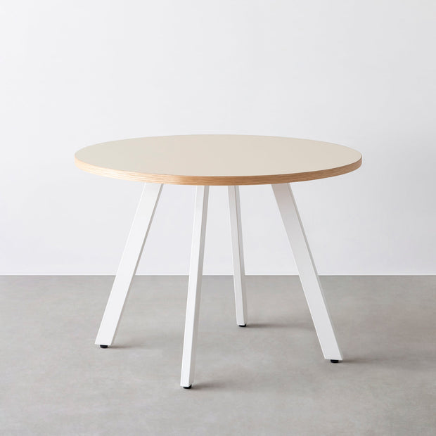 THE CAFE TABLE / リノリウム 全24色　White Steel 4本脚 × ラウンド φ81 - 100
