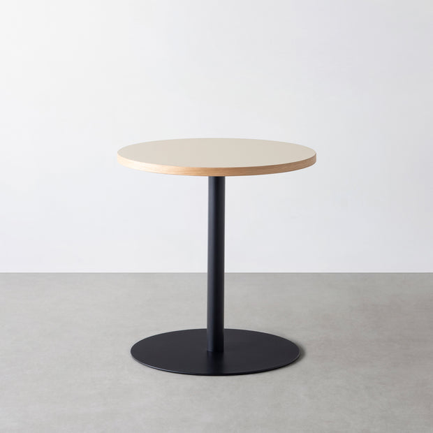 THE CAFE TABLE / リノリウム 全24色　Black Steel 1本脚 × ラウンド φ61 - 70