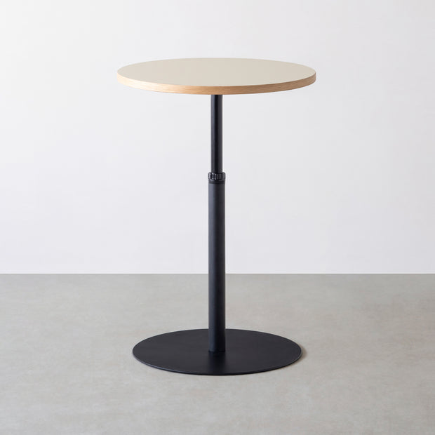 THE CAFE TABLE / リノリウム 全24色　Black Steel 1本脚 × ラウンド φ61 - 70