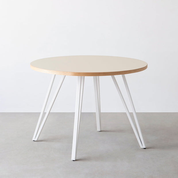 THE CAFE TABLE / リノリウム 全24色　White Steel 4本脚 × ラウンド φ81 - 100