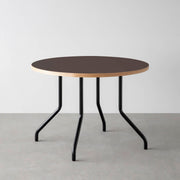 THE CAFE TABLE / リノリウム 全24色　Black Steel 4本脚 × ラウンド φ81 - 100