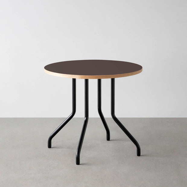THE CAFE TABLE / リノリウム 全24色　Black Steel 4本脚 × ラウンド φ61 - 80