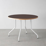 THE CAFE TABLE / リノリウム 全24色　White Steel 4本脚 × ラウンド φ81 - 100