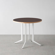 THE CAFE TABLE / リノリウム 全24色　White Steel 4本脚 × ラウンド φ61 - 80