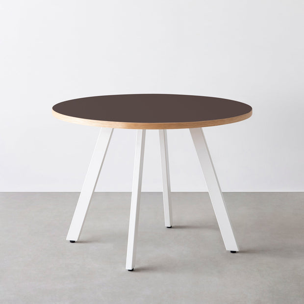 THE CAFE TABLE / リノリウム 全24色　White Steel 4本脚 × ラウンド φ81 - 100