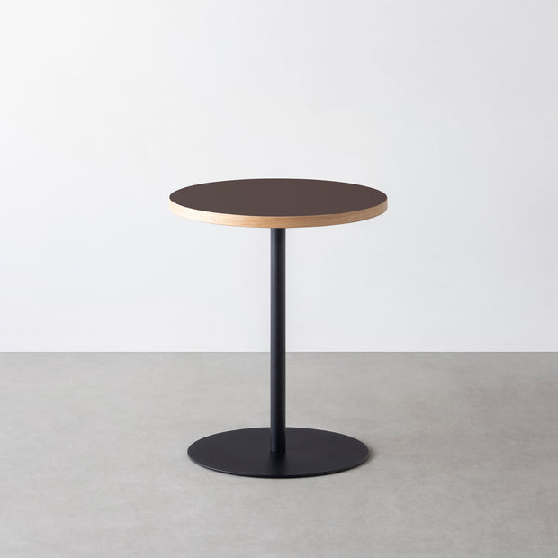 THE CAFE TABLE / リノリウム 全24色　Black Steel 1本脚 × ラウンド φ50 - 60