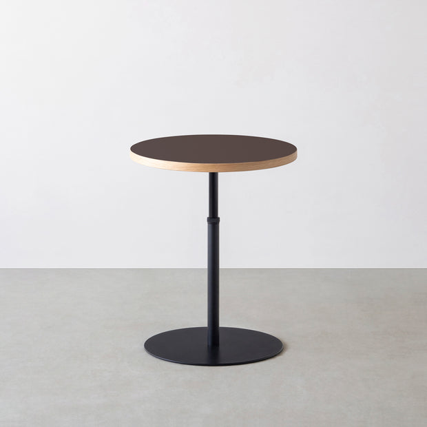 THE CAFE TABLE / リノリウム 全24色　Black Steel 1本脚 × ラウンド φ50 - 60
