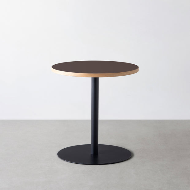 THE CAFE TABLE / リノリウム 全24色　Black Steel 1本脚 × ラウンド φ61 - 70