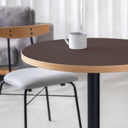THE CAFE TABLE / リノリウム 全24色　Black Steel 1本脚 × ラウンド φ61 - 70