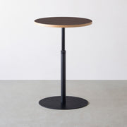 THE CAFE TABLE / リノリウム 全24色　Black Steel 1本脚 × ラウンド φ61 - 70