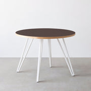THE CAFE TABLE / リノリウム 全24色　White Steel 4本脚 × ラウンド φ81 - 100