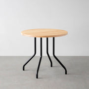 THE CAFE TABLE / 無垢 ホワイトアッシュ　Black Steel 4本脚 × ラウンド φ61 - 80