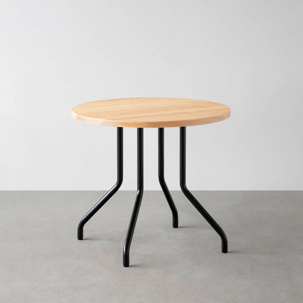 THE CAFE TABLE / 無垢 ホワイトアッシュ　Black Steel 4本脚 × ラウンド φ61 - 80