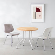 THE CAFE TABLE / 無垢 ホワイトアッシュ　White Steel 4本脚 × ラウンド φ61 - 80