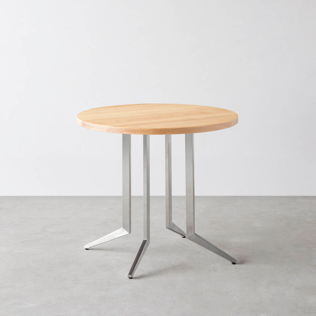 THE CAFE TABLE / 無垢 ホワイトアッシュ Stainless 4本脚 × ラウンド