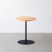 THE CAFE TABLE / 無垢 ホワイトアッシュ　Black Steel 1本脚 × ラウンド φ50 - 60