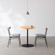 THE CAFE TABLE / 無垢 ホワイトアッシュ　Black Steel 1本脚 × ラウンド φ50 - 60