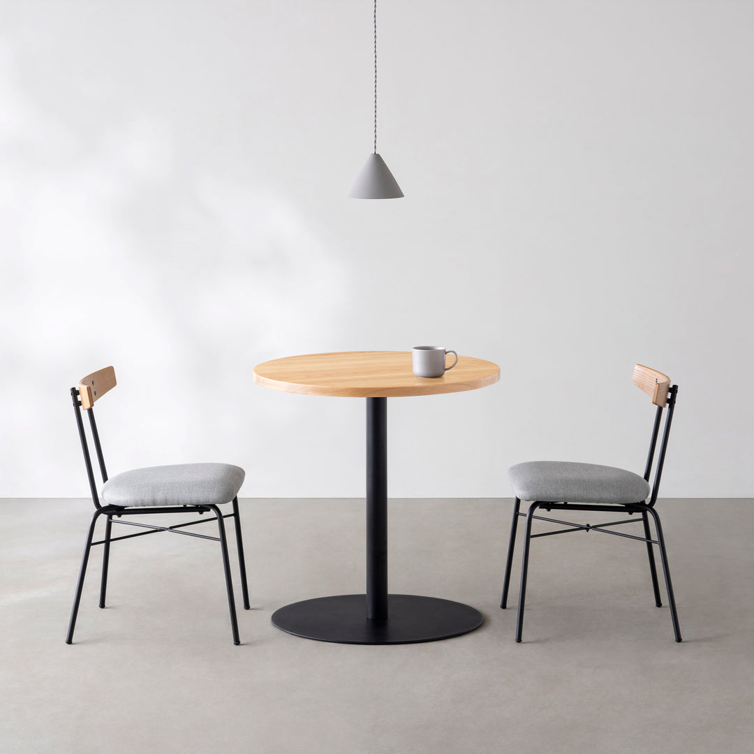 THE CAFE TABLE / 無垢 ホワイトアッシュ Black Steel 1本脚