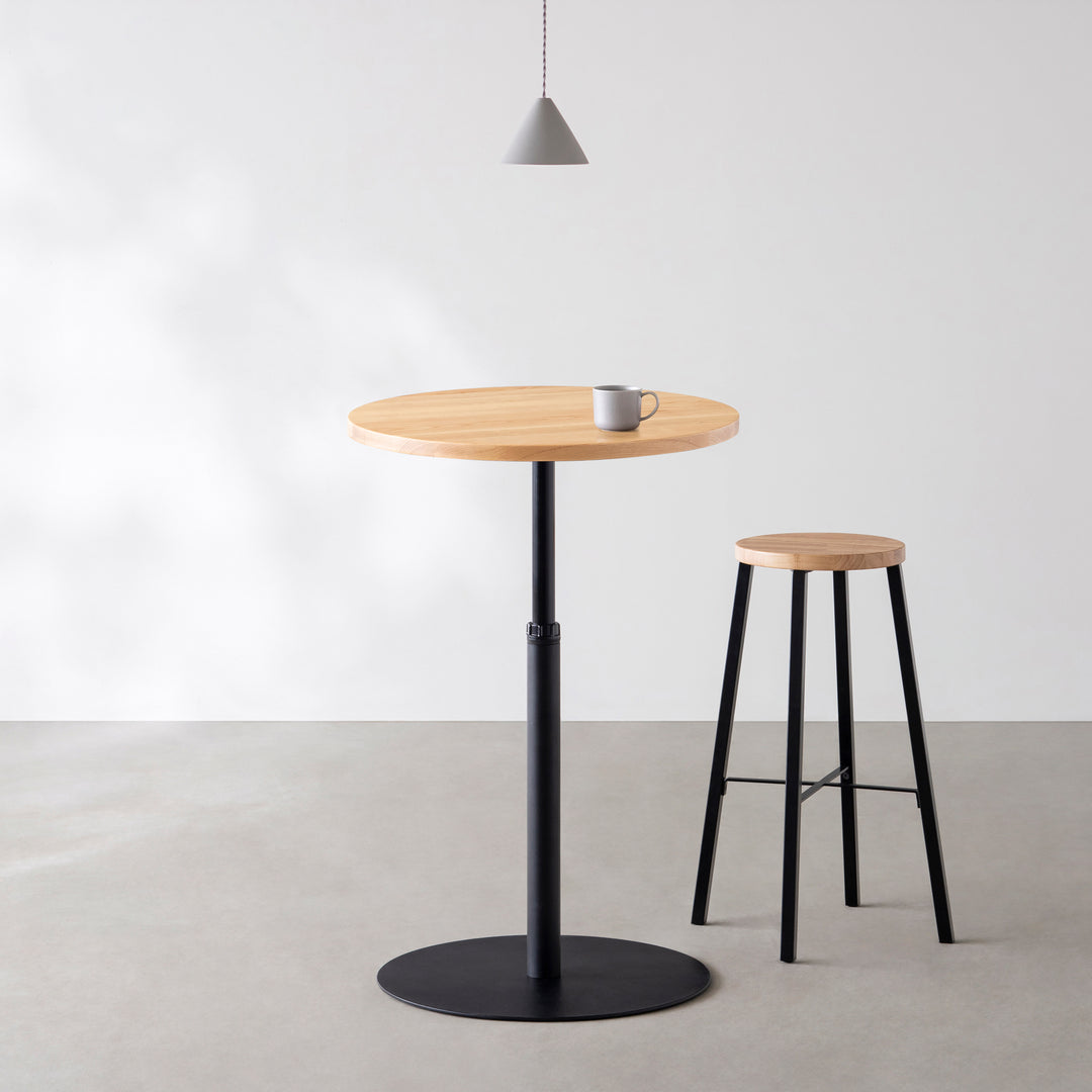 THE CAFE TABLE / 無垢 ホワイトアッシュ Black Steel 1本脚