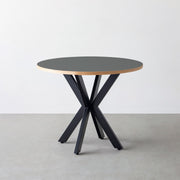 THE CAFE TABLE / リノリウム 全24色　Black Steel カフェX × ラウンド φ81 - 90