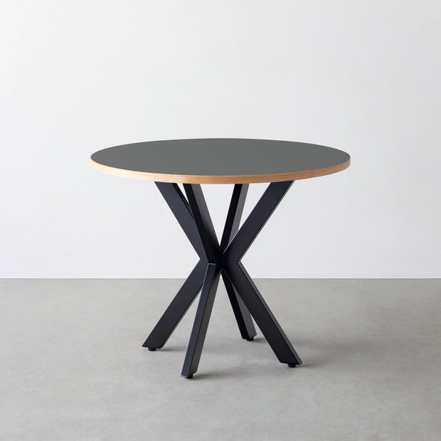 THE CAFE TABLE / リノリウム 全24色　Black Steel カフェX × ラウンド φ81 - 90