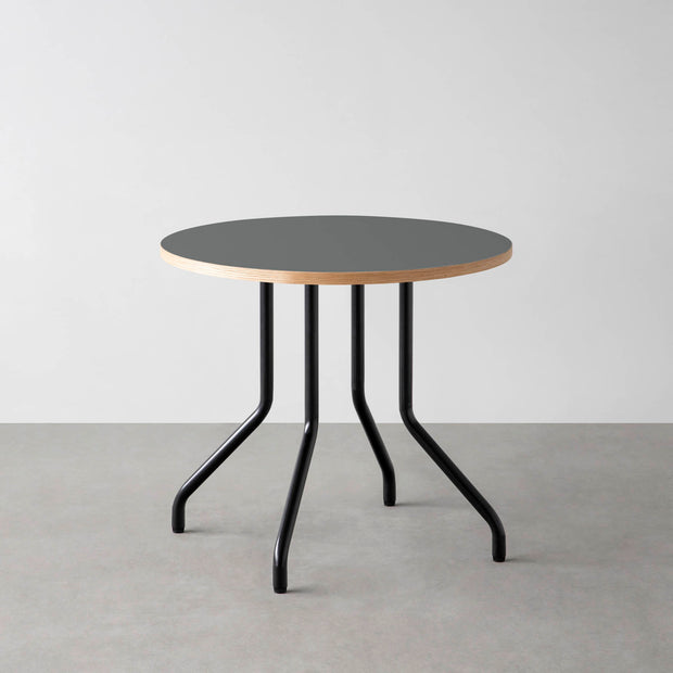 THE CAFE TABLE / リノリウム 全24色　Black Steel 4本脚 × ラウンド φ61 - 80