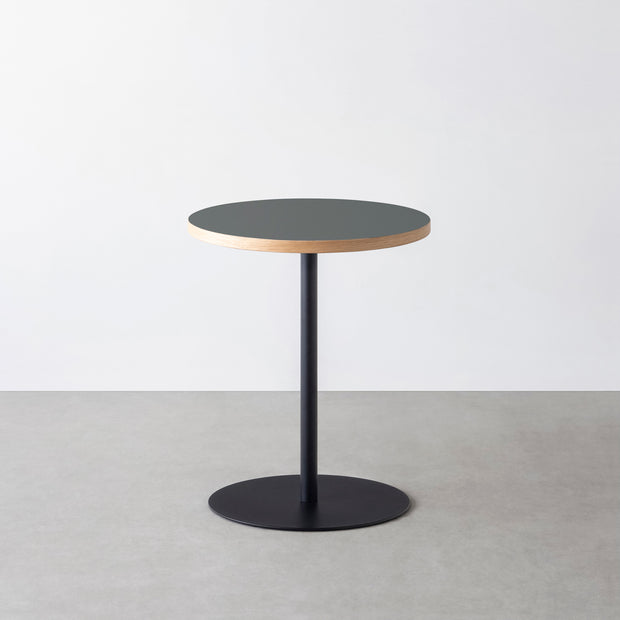 THE CAFE TABLE / リノリウム 全24色　Black Steel 1本脚 × ラウンド φ50 - 60