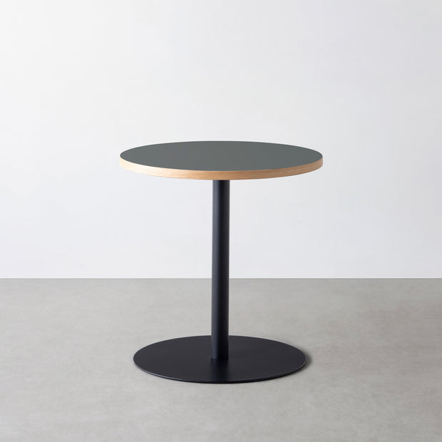 THE CAFE TABLE / リノリウム 全24色　Black Steel 1本脚 × ラウンド φ61 - 70