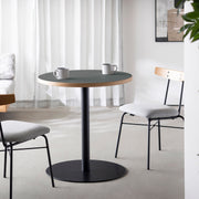 THE CAFE TABLE / リノリウム 全24色　Black Steel 1本脚 × ラウンド φ61 - 70