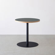 THE CAFE TABLE / リノリウム 全24色　Black Steel 1本脚 × ラウンド φ61 - 70