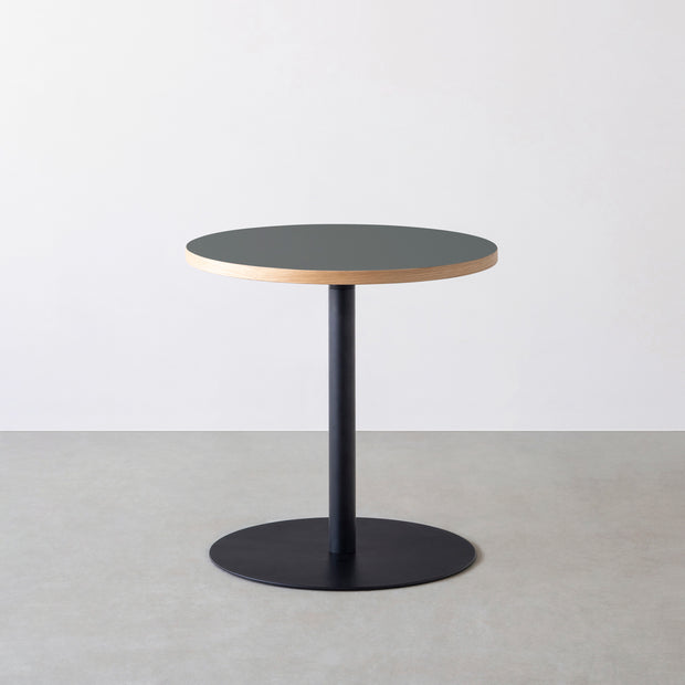 THE CAFE TABLE / リノリウム 全24色　Black Steel 1本脚 × ラウンド φ61 - 70