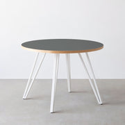THE CAFE TABLE / リノリウム 全24色　White Steel 4本脚 × ラウンド φ81 - 100