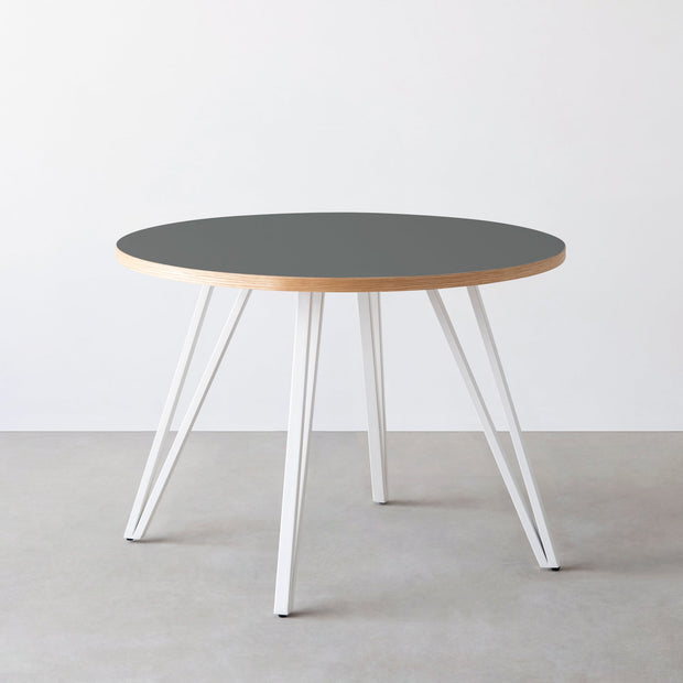THE CAFE TABLE / リノリウム 全24色　White Steel 4本脚 × ラウンド φ81 - 100