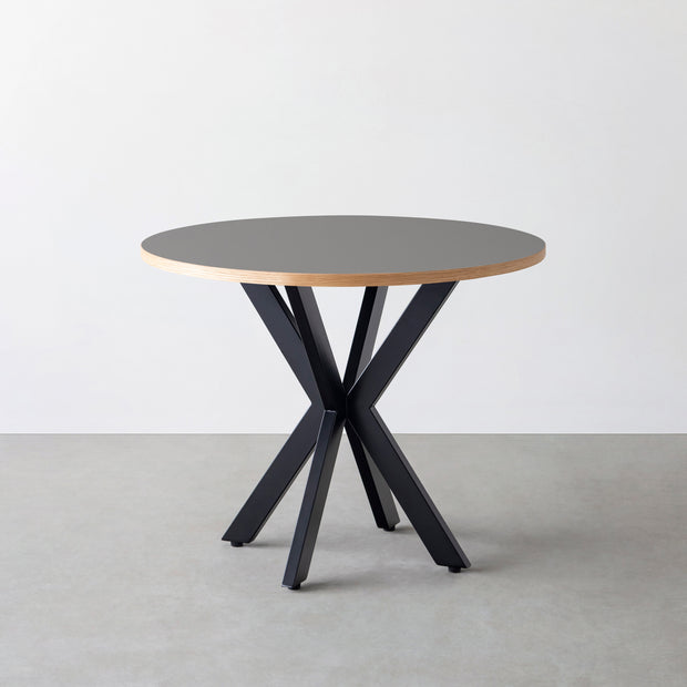 THE CAFE TABLE / リノリウム 全24色　Black Steel カフェX × ラウンド φ81 - 90
