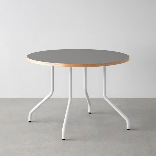 THE CAFE TABLE / リノリウム 全24色　White Steel 4本脚 × ラウンド φ81 - 100