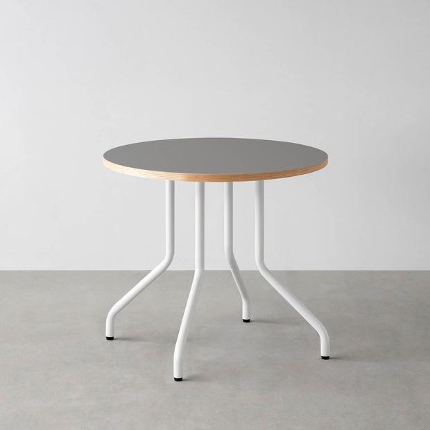 THE CAFE TABLE / リノリウム 全24色　White Steel 4本脚 × ラウンド φ61 - 80