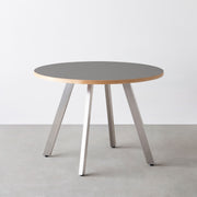 THE CAFE TABLE / リノリウム 全24色　Stainless 4本脚 × ラウンド φ81 - 100