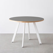 THE CAFE TABLE / リノリウム 全24色　White Steel 4本脚 × ラウンド φ81 - 100