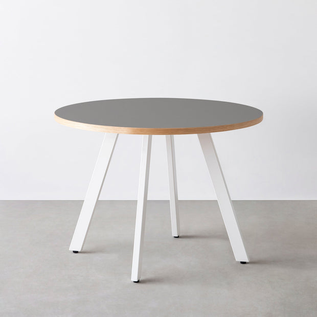 THE CAFE TABLE / リノリウム 全24色　White Steel 4本脚 × ラウンド φ81 - 100
