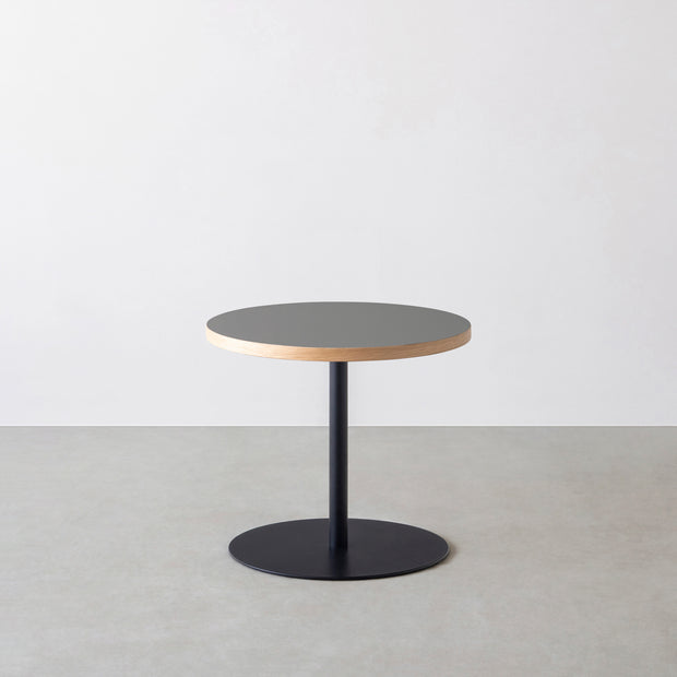 THE CAFE TABLE / リノリウム 全24色　Black Steel 1本脚 × ラウンド φ50 - 60