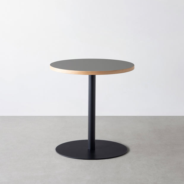 THE CAFE TABLE / リノリウム 全24色　Black Steel 1本脚 × ラウンド φ61 - 70