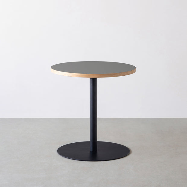 THE CAFE TABLE / リノリウム 全24色　Black Steel 1本脚 × ラウンド φ61 - 70