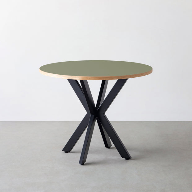 THE CAFE TABLE / リノリウム 全24色　Black Steel カフェX × ラウンド φ81 - 90
