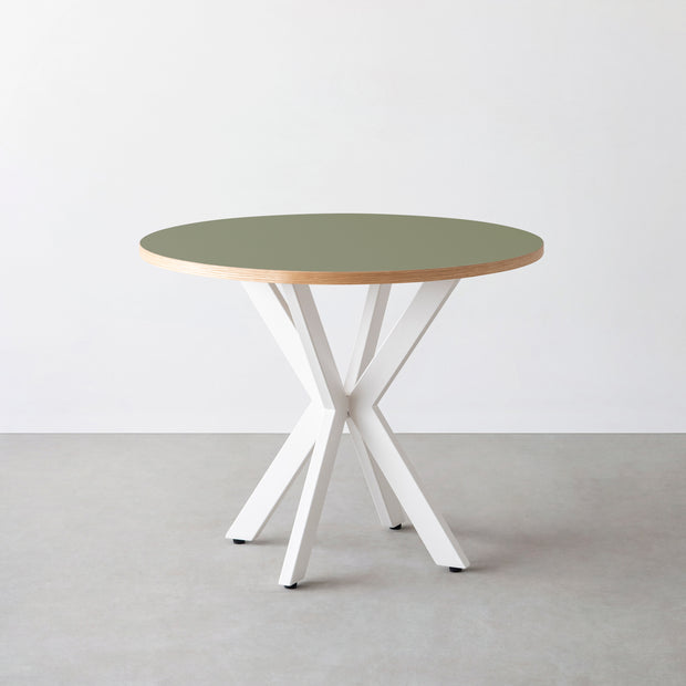 THE CAFE TABLE / リノリウム 全24色　White Steel カフェX × ラウンド φ81 - 90