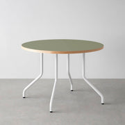 THE CAFE TABLE / リノリウム 全24色　White Steel 4本脚 × ラウンド φ81 - 100