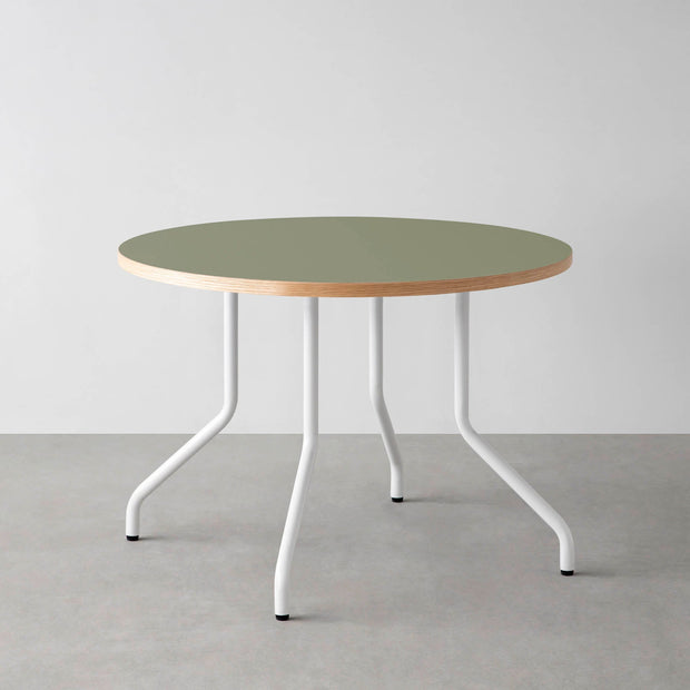 THE CAFE TABLE / リノリウム 全24色　White Steel 4本脚 × ラウンド φ81 - 100